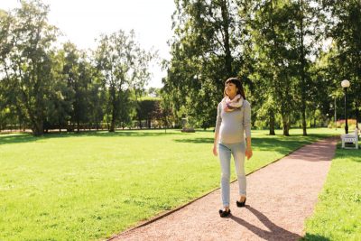 Women walking in a park